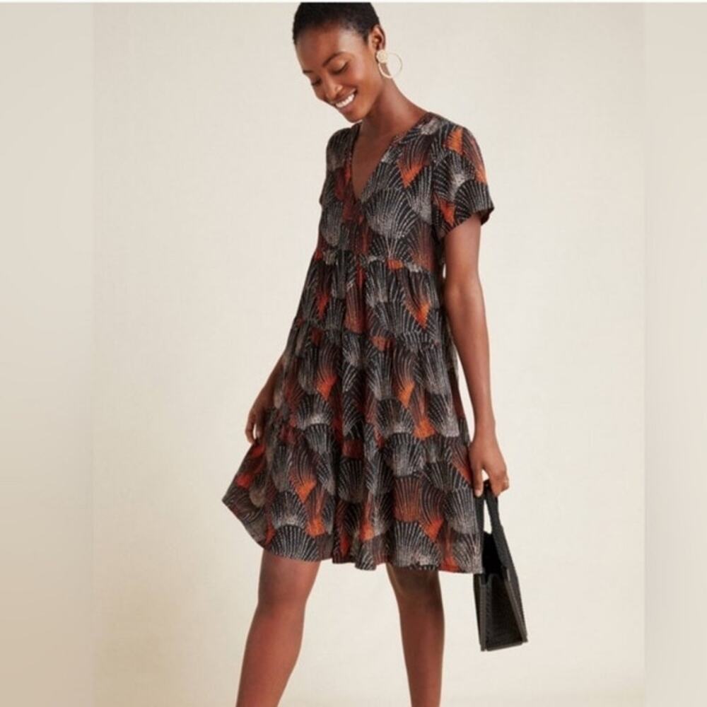 Anthropologie Maeve Tania tiered mini dress swing popover fireworks